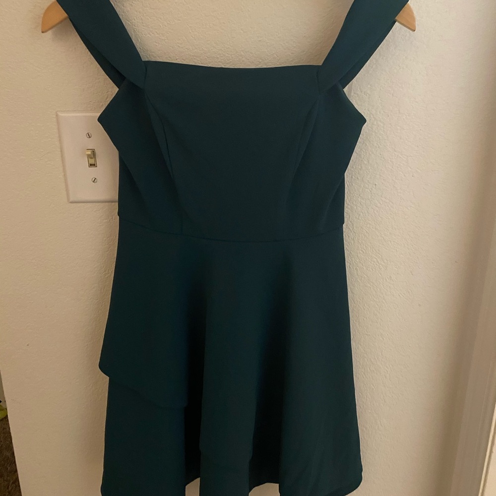 Emerald green off the shoulder dress